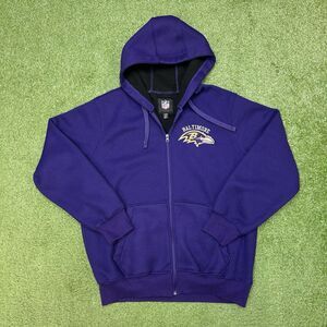 NFL Men Baltimore Ravens Full Zip Fleece Hooded Jacket Size XL